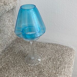 Blue Glass Candle Holder